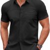 Amazon :$9.99 ($19.99)COOFANDY Men's Muscle Fit Dress Shirts Short Sleeve Cotton Casual Button Down Shirt with Pocket