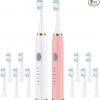 Amazon:$19.98 ($49.96)2 Pack Toothbrush Electric for Adults, Rechargeable Sonic Toothbrush Bundle for Oral Care,10 Toothbrush Heads Replacement, 5 Modes, 2 Hours Charge for 60 Days, Smart Timer (White+Pink)