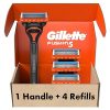 Amazon:$16.99 ($19.94)Gillette Fusion5 Razors for Men, 1 Razor, 4 Blade Refills, Lubrastrip for a More Comfortable Shave