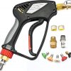 Amazon:$28.49 ($69.99)Short Pressure Washer Gun with 360 Swivel - 5000 PSI / 10.5 GPM High Pressure Water Handle with 3/8'' Male Plug and 1/4'' Quick Connector Coupler - Power Washer Gun - Car Wash Foam Gun