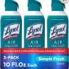 Amazon :$11.78 ($21.81)Lysol Air Sanitizer Spray, For Air Sanitization and Odor Elimination, Simple Fresh Scent, 10 Fl. Oz (Pack of 3)