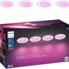 Amazon : $139.99 ($176.36)  Philips Hue White and Color Ambiance Extra Bright High Lumen Dimmable LED Smart Retrofit Recessed 5/6'' Downlight Compatible with Amazon Alexa Apple HomeKit and Google Assistant, 4-Pack