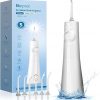 Amazon : $14.99 ($32.99)    Water Dental Flosser Cordless: Professional Water Floss LED Display 5 Modes, 300ML Water Tank, IPX7 Waterproof Portable Oral Irrigator with 6 Jet Tips for Travel, Home (White)