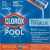 Amazon : $22.49 ($39.99)   Clorox® Pool&Spa™ Shock XTRABLUE®2, Kills Bacteria & Algae in Swimming Pools, Swim-Ready in 15 Minutes, (6-Pack)