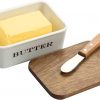 Amazon: $4.99 ($9.99) Butter Dish – Beautiful Farmhouse Kitchen Decor Butter Container With Wooden Lid and Knife(White)