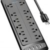 Amazon : $15.98 ($21.98)  Power Strip, ALESTOR Surge Protector with 12 Outlets and 4 USB Ports, 6 Feet Extension Cord (1875W/15A), 2700 Joules, ETL Listed, Black