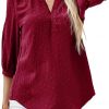 Amazon:  $9.99 ($19.99) Womens 3/4 Sleeve Casual Tops Henley V-Neck Button Up Pleated Swiss Dot Tops