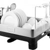 Amazon  : $23.09 ($61.99) happimess DSH1003A Simple 20.5' Fingerprint-Proof Stainless Steel Dish Drying Rack, Dish Rack with Swivel Spout Tray and Wine Glass Holder, Utensil Holder, Stainless Steel/White, Silver/Black