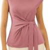 Amazon: $12.15 ($35.99) Womens Cap Sleeve Tops Summer Tie Waist Crew Neck Elegant Blouse Dressy Casual