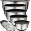 Amazon : $31.99 ($49.99) Wildone Mixing Bowls with Lids Set, 5PCS Stainless Steel Nesting Bowls with 3 Grater Attachments, Measurement Marks & Non-Slip Bottoms, Size 5, 3, 2, 1.5, 0.63 QT, Great for Mixing & Serving