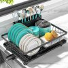 Amazon : $9.89 ($21.99)  MERRYBOX Dish Drying Rack Space-Saving Dish Racks for Kitchen Counter with Drainboard, Rustproof Drying Rack Kitchen with Large Utensil Holder, 16.6'' D x 11.5'' W x 4.9'' H, Black