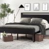 Amazon : $129.53 ($169.98)  SHA CERLIN 14 Inch Queen Size Metal Platform Bed Frame with Wooden Headboard and Footboard, Mattress Foundation, No Box Spring Needed, Large Under Bed Storage, Non-Slip, Black Oak