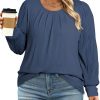 Amazon: $12.99 ($24.99) Womens Plus Size Tops Pleated Crew Neck Puff Long Sleeve Blouse Casual Loose Tunic Shirts(1X-5X)