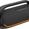 Amazon : $65.99 ($149.99)  Tronsmart Bang(Upgraded) 60W Bluetooth Speakers with Subwoofer, IPX6 Waterproof Loud Bluetooth Speaker with 7 LED Color Light, 24H Playtime Bluetooth Portable Speaker with Handle for Outdoor, Party