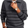 Amazon: $14.79 ($36.99) Mens Quarter Zip Sweater Striped Mock Neck Pullover Sweater Regular Fit Sweater