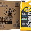 Amazon : $71.34 ($133.00)  Pennzoil Ultra Platinum Full Synthetic 0W-20 Gasoline Engine Oil, 5 Quart (Case of 3)