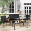 Amazon : $105.26 ($129.99) Greesum 4 Pieces Patio Furniture Set, Outdoor Conversation Sets for Patio, Lawn, Garden, Poolside with A Glass Coffee Table, Black
