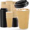 Amazon: $22.79 ($37.99) 100 Pack Disposable Coffee Cups with Lids 16 oz, Insulated Ripple Wall To Go Paper Cups