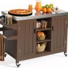 Amazon :$231.49 ($289.99)YITAHOME XL Solid Wood Grill Cart Outdoor Storage Cabinet Movable Patio Table with Stainless Steel Top, Spice Rack, and Side Handle, Outdoor Kitchen Island Bar Cart, Brown
