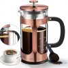 Amazon:$10.99 ($29.99)Veken French Press Plunger Coffee Maker Cafetière, Double Wall Heat Resistant Borosilicate Glass Coffee Press,Cold Brew Coffee Pot for Kitchen and Gifts, Dishwasher Safe, Copper (27 Ounce/800 ml)
