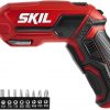 Amazon : $19.99 ($29.99)   SKIL 4V Pivot Grip Rechargeable Cordless Screwdriver, Includes 9pcs Bit, 1pc Bit Holder, USB Charging Cable - SD561802