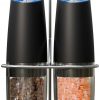 Amazon:  $11.49 ($22.99)  Gravity Electric Salt and Pepper Grinder Set Automatic Battery Powered Salt and Pepper Mill with LED Light