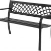 Amazon : $54.99 ($89.99)   Garden Bench,Outdoor Benches,Iron Steel Frame Patio Bench with Mesh Pattern and Plastic Backrest Armrests for Lawn Yard Porch Work Entryway,Black