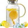 Amazon : $12.99 ($29.99)  Glass Pitcher with Lid, 68 oz Glass Pitcher, Heat Resistant Glass Pitchers with Handle and Lid for Juice, Coffee, Milk, Cold or Hot Beverages, Easy To Clean