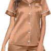 Amazon: $9.55 ($24.99) Silk Satin Pajamas Set Women Short Sleeve Sleepwear Soft Button Down Loungewear Pjs Set