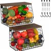 Amazon: $10.79 ($35.99) 2pcs Fruit Basket Onion Storage Wire Baskets with Wood Lid, Multifunctional