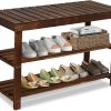 Amazon: $21.99 ($45.99) Shoe Rack Bench for Entryway, 3-Tier Bamboo Shoe Rack Bench Shoe Organizer Bench