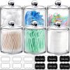 Amazon: $9.99 ($12.99) 6 Pack of 12 Oz. Qtip Dispenser Apothecary Jars Bathroom with Labels – Holder Storage Canister