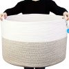 Amazon : $17.20 ($24.55)  Casaphoria XXXLarge Cotton Rope Basket for Living Room - Woven Storage Basket with Handle for Blankets, Towels and Pillows Laundry Hamper | White and Brown (22'' x 22'' x 14'')