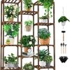 Amazon : $28.99 ($38.99)  Uneedem Plant Stand Indoor Outdoor, Tall Plant Shelf for Multiple Plants, 10 tiers 11 Pot Large Plant Rack Wood Plant Holder Plant Shelves for Room Corner Balcony Garden Patio