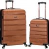 Amazon : $135.99 ($159.99)  Rockland Melbourne Hardside Expandable Spinner Wheel Luggage, Brown, 2 Piece (20''/28'')
