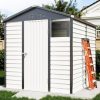 Amazon:$399.99 ($499.99)VanAcc 6.5x9x7 FT Outdoor Storage Shed with Shutter Design, Metal Garden Shed with Lockable Doors and Vents, Tool Storage Shed for Backyard, Patio, Lawn, White & Charcoal Gray