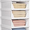 Amazon:$27.62 ($58.99)5 Pack Folding Closet Organizers Storage Box, Stackable Storage Bins, Plastic Drawer Basket Closet Storage for Wardrobe Cupboard Kitchen Bathroom Office White-5L