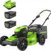 Amazon :$374.47 ($499.99)Greenworks 80V 21'' Brushless Cordless (Push) Lawn Mower (75+ Compatible Tools), (2) 2.0Ah Batteries and 30 Minute Rapid Charger Included