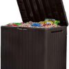 Amazon : $27.30 ($39.00)  Keter City 30 Gallon Resin Outdoor Storage Box and Patio Furniture Side Table for Pool and Garden Accessories, Brown
