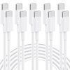 Amazon : $5.99 ($11.99)    USB C to USB C Cable, 5-Pack 6FT, 60W Fast Charging Power Delivery for iPhone 16/16 Pro/16 Plus/16 Pro Max/15, iPad Mini 6/Pro 2021, MacBook Pro 2020, Samsung Galaxy S23, Switch
