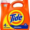 Amazon : $18.94 ($19.94)  Tide Laundry Detergent Liquid, Original Scent, HE Compatible, 100 Loads, 132 fl oz Laundry Soap (Packaging May Vary)