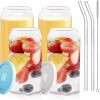 Amazon:  $6.99 ($19.99) Glass Cups with Silicone Lids 4pcs, 20oz Can Shaped Glass Cups with Straws