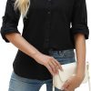 Amazon : $11.59 ($28.99) Womens Long Sleeve Button Down Cotton Linen Shirt V Neck Casual Business Blouse Loose Fit Tops for Work