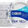 Amazon : $17.05 ($23.36)  Dixie Large Paper Plates, 10 Inch, 204 Count, 2X Stronger*, Microwave-Safe, Soak-Proof, Cut Resistant, Disposable Plates For Everyday Breakfast, Lunch, & Dinner Meals