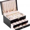 Amazon:  $12.99 ($26.99) Jewelry Box for Women Girls, Large PU Leather Jewelry Organizer w/ 2 drawers