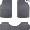Amazon:$22.09 ($29.99)Amazon Basics Universal PVC Faux Rubber Car Floor Mats, All Weather Protection, Waterproof Flexible Trim to Fit for 95% Automotive SUV Sedans Trucks, Charcoal Pure Grey Solid Gray, Pack of 3