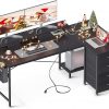 Amazon:$106.85 ($213.08)KKL 63 inch L Shaped Computer Desk with USB Charging Port & Power Outlet, L-Shaped Corner Desk with 4 Tier Drawer & Monitor Shelf for Home Office Workstation, Modern Style Writing Table, Black