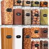 Amazon:$24.59 ($39.99)PRAKI Airtight Food Storage Containers Set, 16 Pcs BPA Free Plastic Dry Food Canisters for Kitchen Pantry Organization and Storage Ideal for Cereal, Flour & Sugar - Labels, Marker(Black)