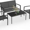 Amazon:$103.29 ($129.99)Greesum 4 Pieces Patio Furniture Set, Outdoor Conversation Sets for Patio, Lawn, Garden, Poolside with A Glass Coffee Table, Black