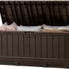 Amazon : $79.99 ($99.99)  Keter Kentwood 92 Gallon Resin Deck Box-Organization and Storage for Patio Furniture Outdoor Cushions, Throw Pillows, Garden Tools and Pool Floats, Brown
